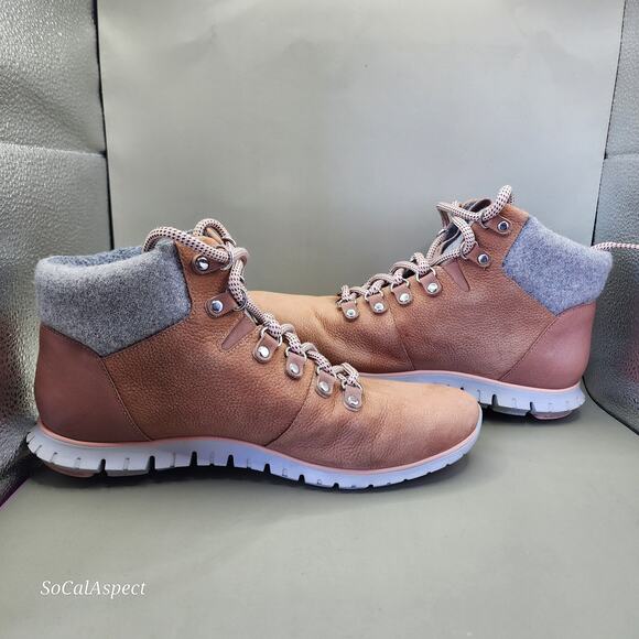Cole Haan Zero Grand Women's Hiker Boots Size 8.5b Leather Rose Pink W14073 - Picture 5 of 7